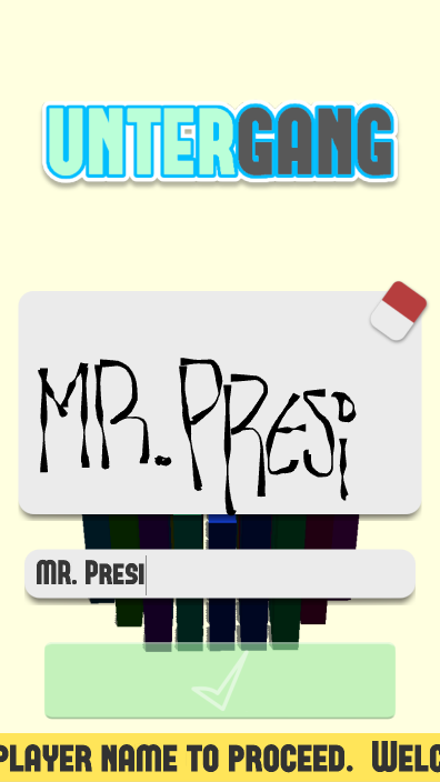 Player signs in by signing and writing their player name