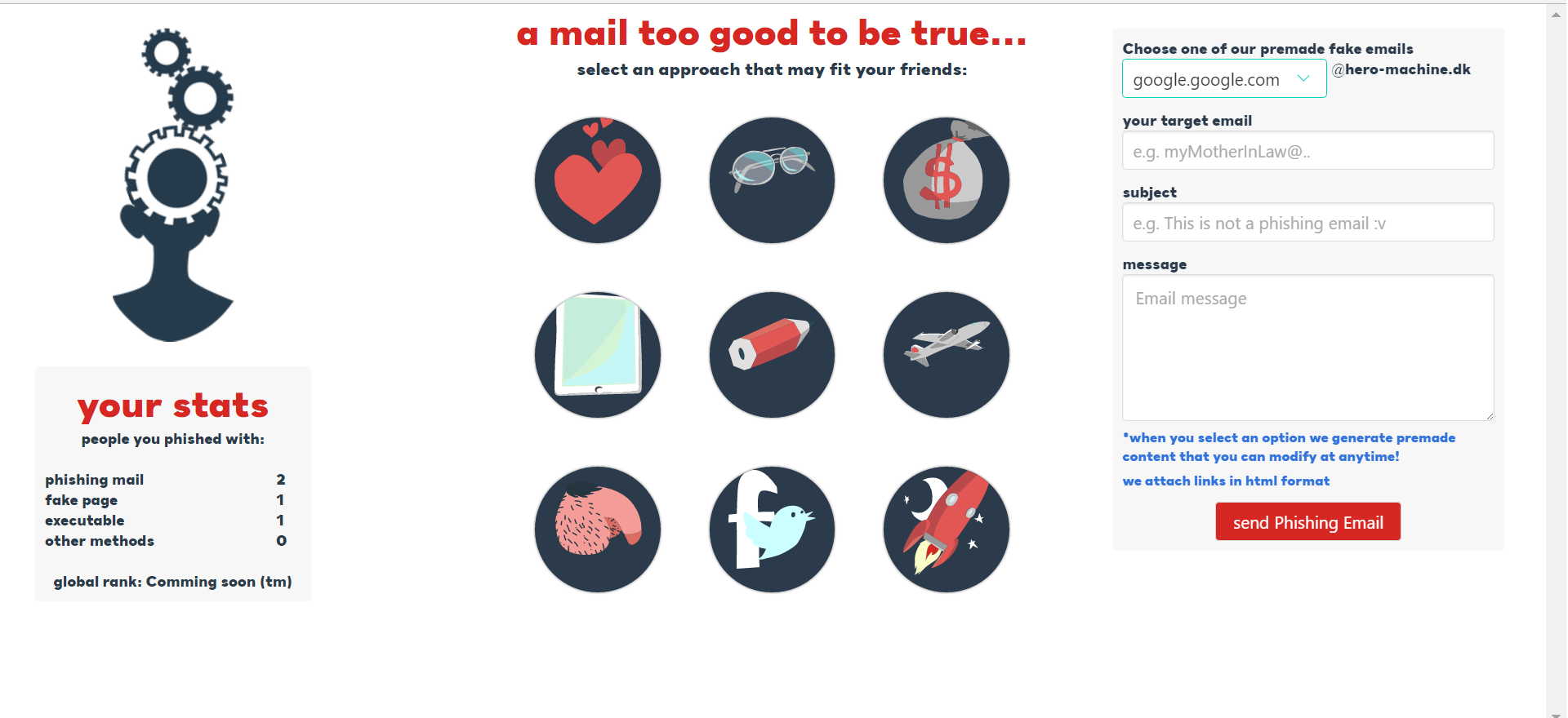 The Human Machine, phishing mail generator.