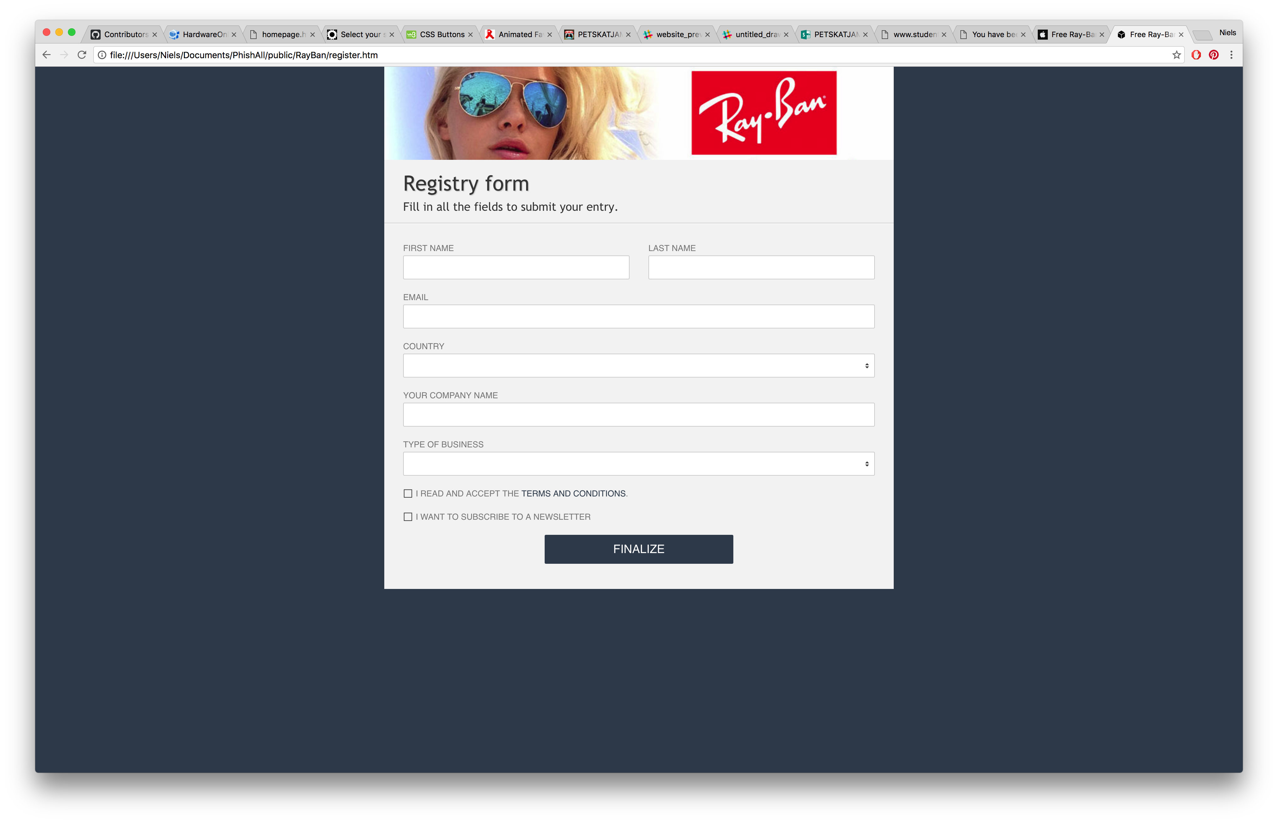 The Human Machine, free Ray Ban competition scam.
