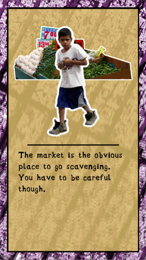 The story of the game is conveyed via animated stills, text and sound